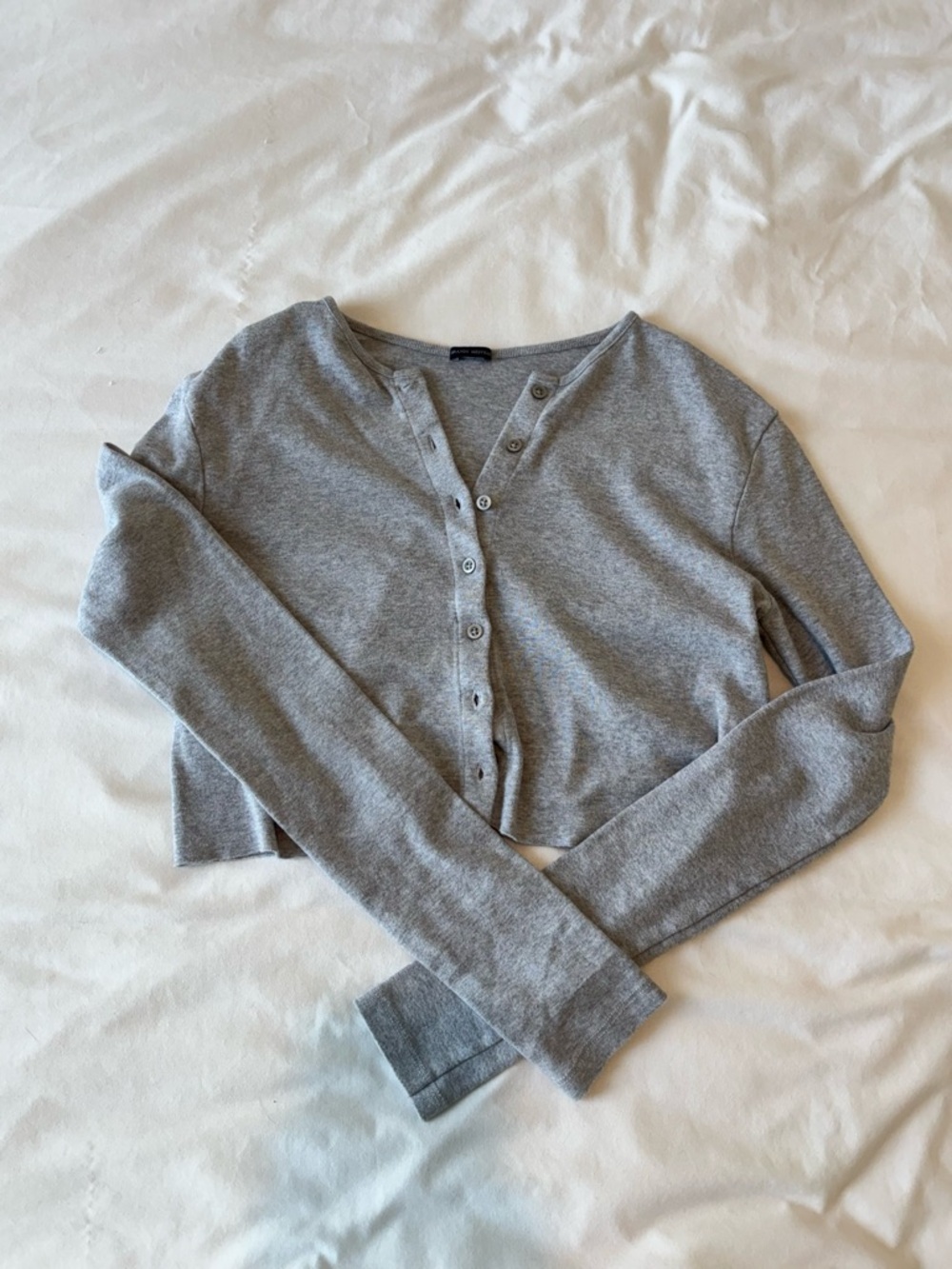 Brandy Melville Light Gray Button-Up Cropped Cardigan